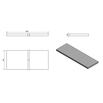 Sapho - Waschtischplatte AVICE 150 x 49,5 cm grau/Betonoptik