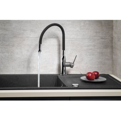 Sapho - Wasserhahn/Armatur mit flexiblem Arm SILI schwarz/Messing