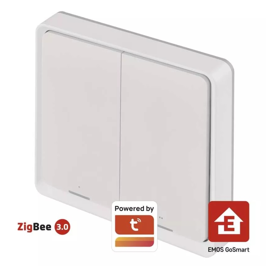 Schalter 2-Tasten GoSmart 1xCR2430 Tuya weiß