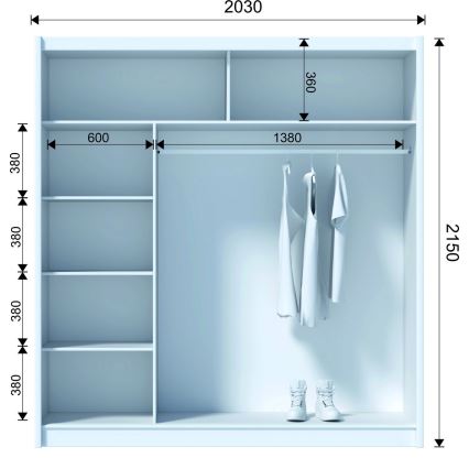 Schwebetürenschrank SAPHIRA 203x215 cm Sonoma-Eiche