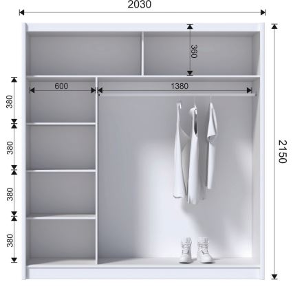 Kleiderschrank mit Schiebetüren SAPHIRA 203x215 cm Weiß