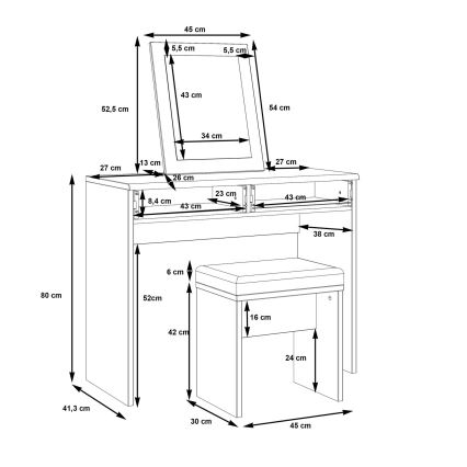 Schminktisch ERO + Hocker braun/schwarz