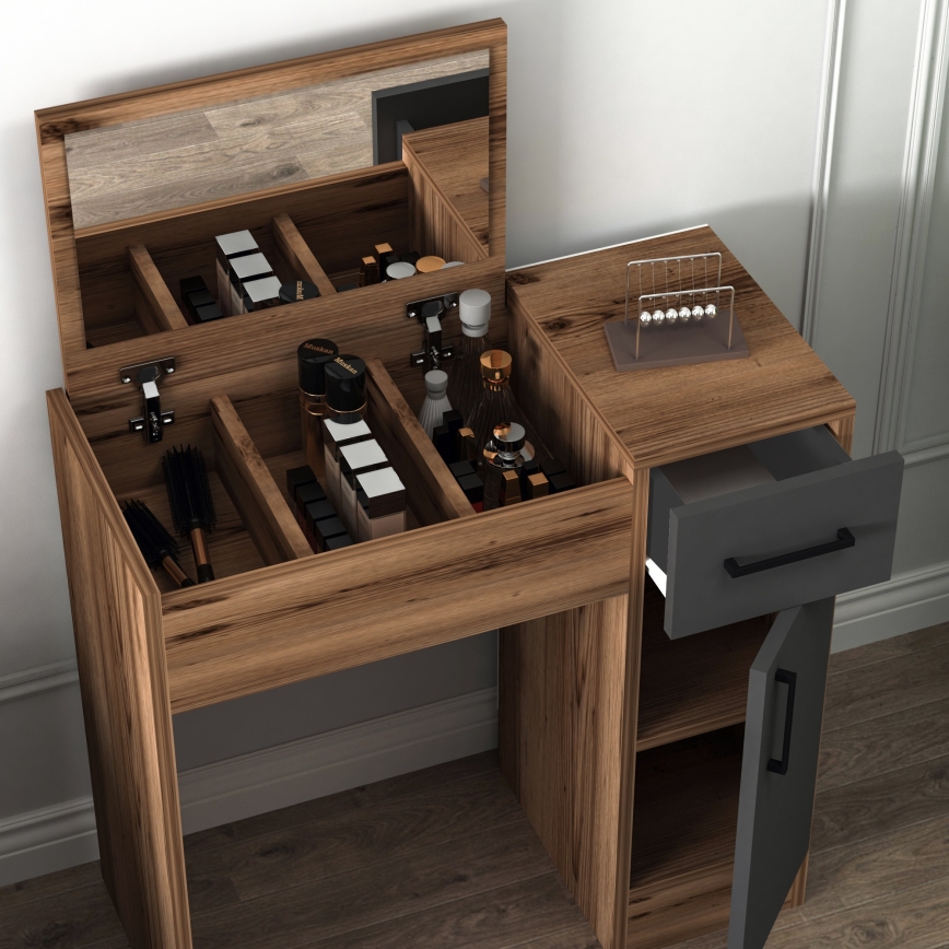 Schminktisch INCI 108,8x77 cm Walnuss/schwarz