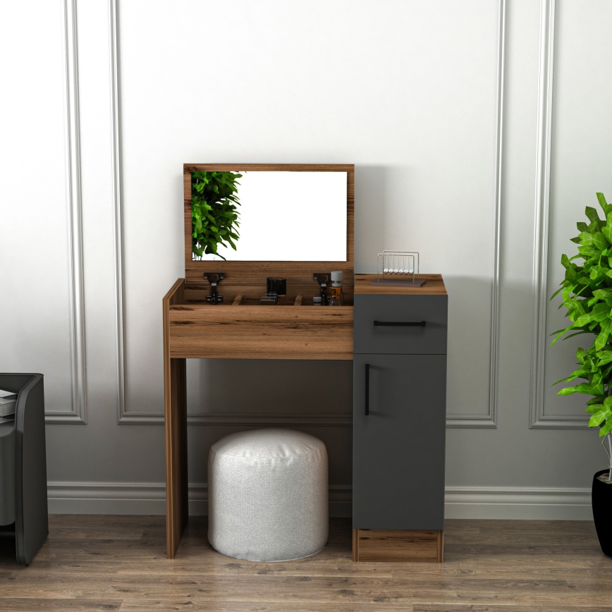 Schminktisch INCI 108,8x77 cm Walnuss/schwarz