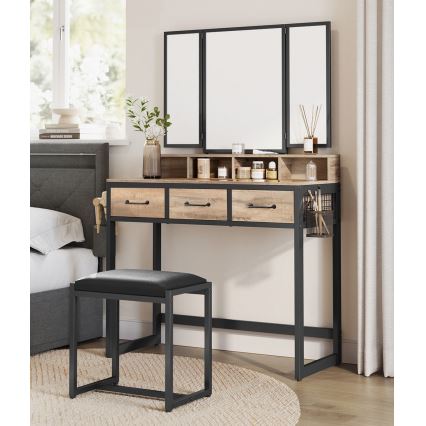 Schminktisch mit Hocker 28,6 x 42 cm FLORA braun/schwarz