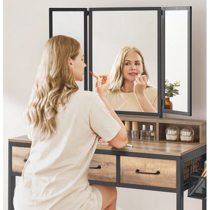 Schminktisch mit Hocker 28,6 x 42 cm FLORA braun/schwarz