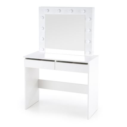 Schminktisch mit LED-Beleuchtung HOLLYWOOD 140x94 cm weiß