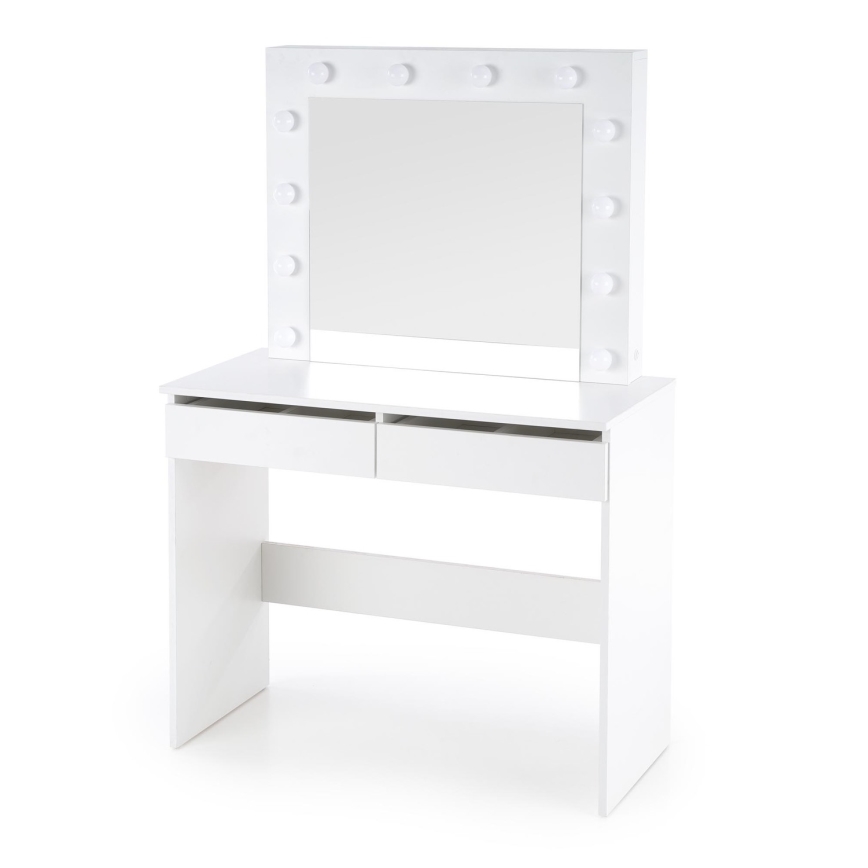 Schminktisch mit LED-Beleuchtung HOLLYWOOD 140x94 cm weiß
