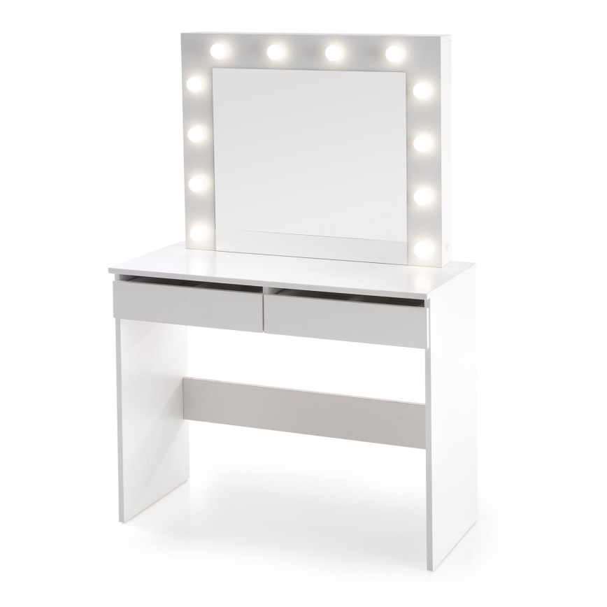 Schminktisch mit LED-Beleuchtung HOLLYWOOD 140x94 cm weiß