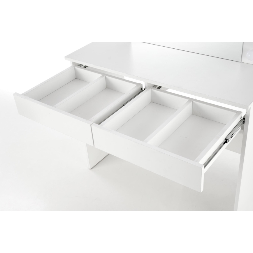 Schminktisch mit LED-Beleuchtung HOLLYWOOD 140x94 cm weiß