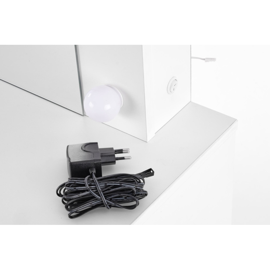 Schminktisch mit LED-Beleuchtung HOLLYWOOD 140x94 cm weiß