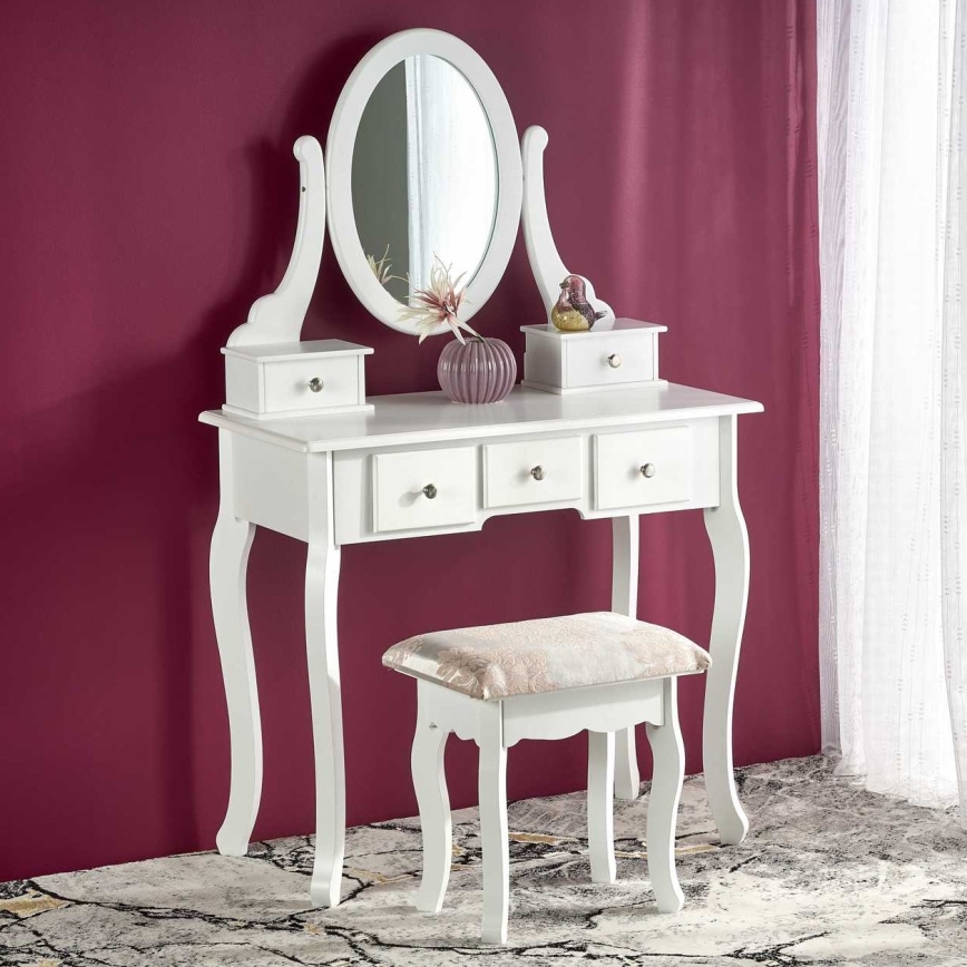 Schminktisch SARA 80x130 cm + stool 45x37 cm weiß