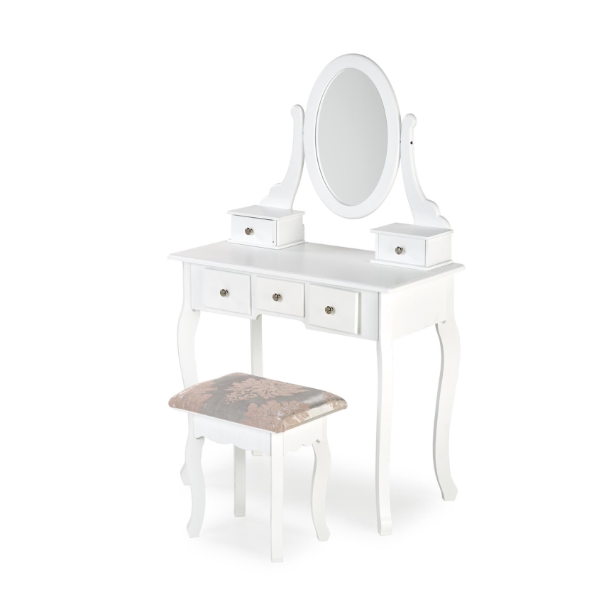 Schminktisch SARA 80x130 cm + stool 45x37 cm weiß