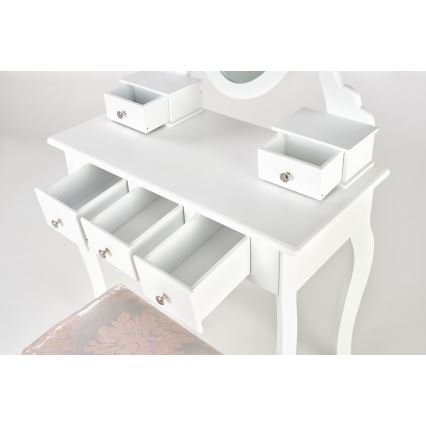 Schminktisch SARA 80x130 cm + stool 45x37 cm weiß