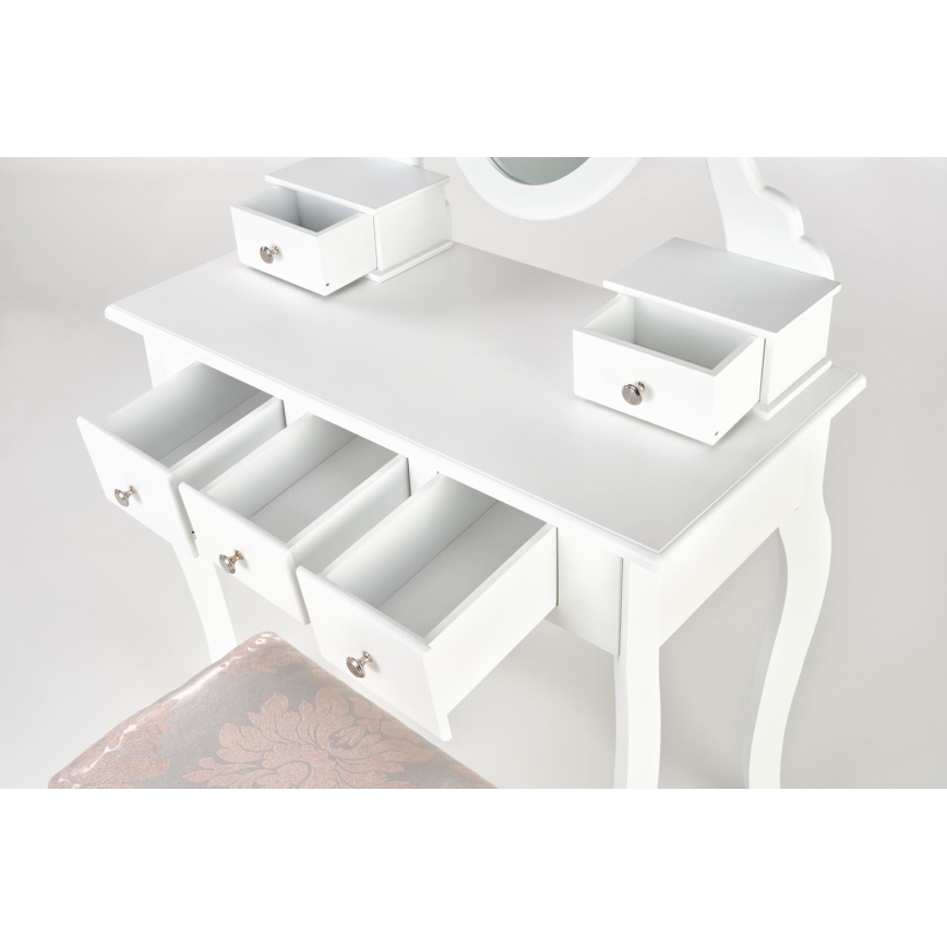 Schminktisch SARA 80x130 cm + stool 45x37 cm weiß