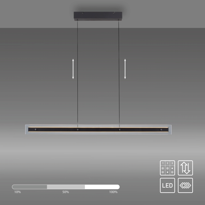 Schöner Wohnen 11316-18 - LED-dimmbare Pendelleuchte mit Seilabhängung LENA, 32 W, 230 V, 105 cm, schwarz
