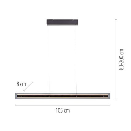 Schöner Wohnen 11316-18 - LED-dimmbare Pendelleuchte mit Seilabhängung LENA, 32 W, 230 V, 105 cm, schwarz