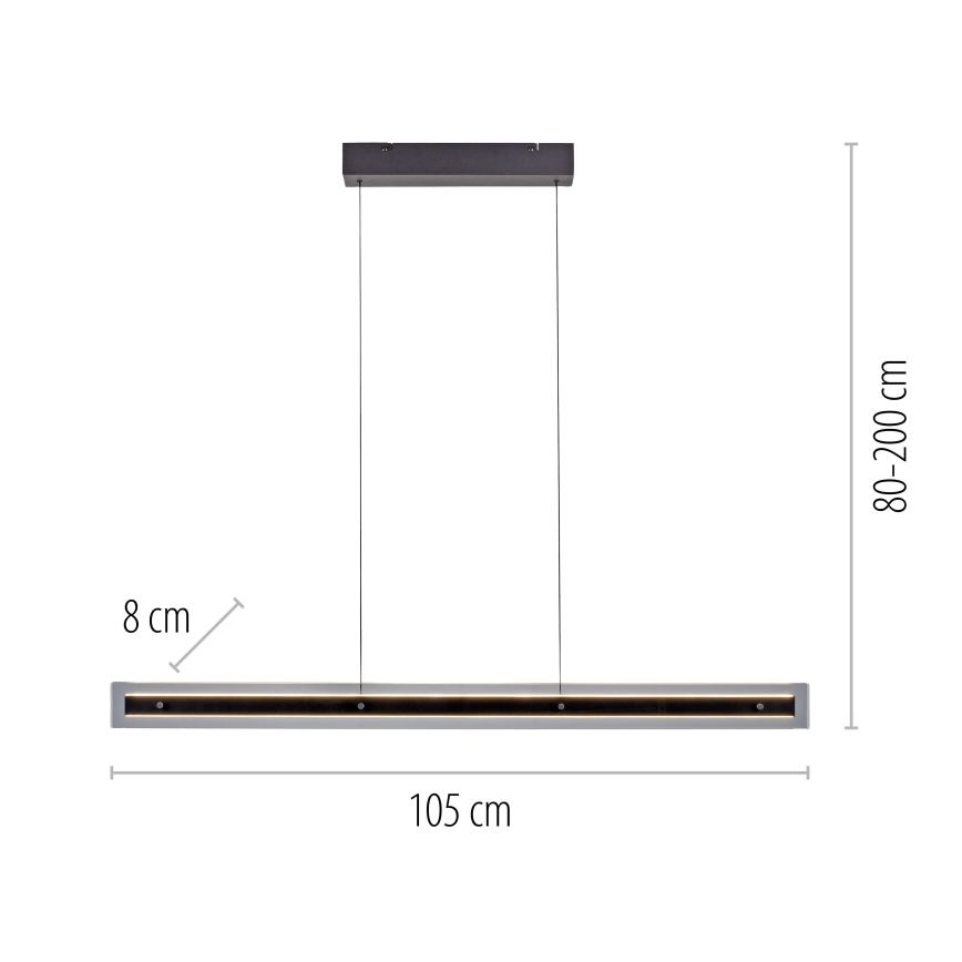Schöner Wohnen 11316-18 - LED-dimmbare Pendelleuchte mit Seilabhängung LENA, 32 W, 230 V, 105 cm, schwarz