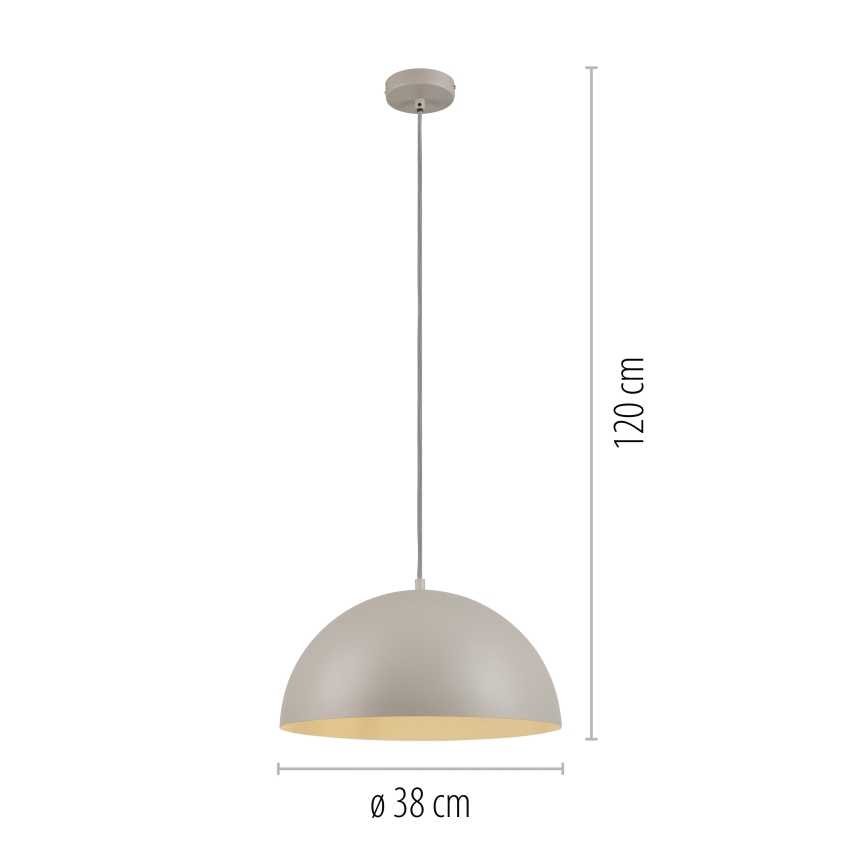 Schöner Wohnen 11728-39 - Pendelleuchte ALI mit Kabel, 1x E27/25W/230V, Ø 38 cm, grau