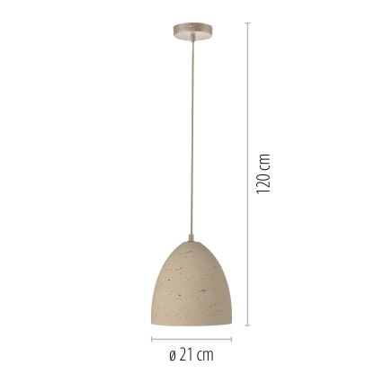 Schöner Wohnen 12540-42 - Pendelleuchte am Kabel TRAVENTA 1xE27/40W/230V Ø 21 cm Beton