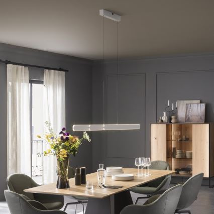 Schöner Wohnen 12577-16 - LED dimmbare Pendelleuchte mit Seilaufhängung ADRIANA ROUND 2xLED/24W/230V 2700/3000/3500/4000/5000K 160 cm weiß