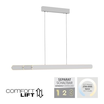 Schöner Wohnen 12577-16 - LED dimmbare Pendelleuchte mit Seilaufhängung ADRIANA ROUND 2xLED/24W/230V 2700/3000/3500/4000/5000K 160 cm weiß