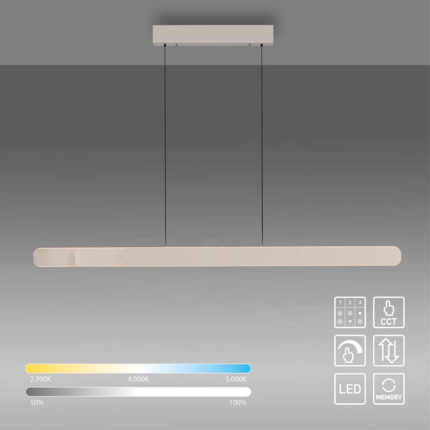 Schöner Wohnen 12577-39 - dimmbare LED-Pendelleuchte an Stahlseil ADRIANA ROUND 2xLED/24W/230V 2700/3000/3500/4000/5000K 160 cm grau