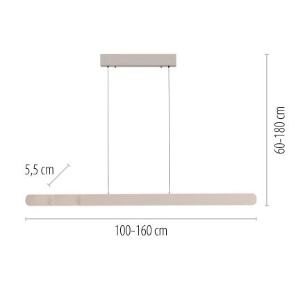 Schöner Wohnen 12577-39 - dimmbare LED-Pendelleuchte an Stahlseil ADRIANA ROUND 2xLED/24W/230V 2700/3000/3500/4000/5000K 160 cm grau