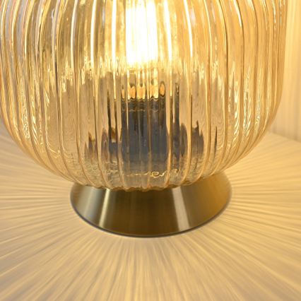 Schöner Wohnen 13573-27 - Tischleuchte NAMI 1xE27/25W/230V goldfarben/beige/rauchfarben