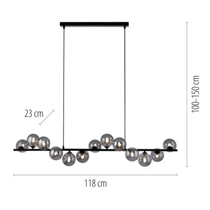 Schöner Wohnen 14504-18 - LED-Pendelleuchte DUBAI an Stahlseil 13xG9/3W/230V 118 m schwarz/rauchfarben