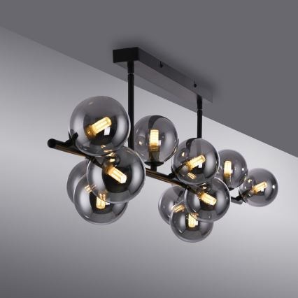 Schöner Wohnen 14505-18 - LED-Pendelleuchte an Stange DUBAI 13xG9/3W/230V schwarz/rauchfarben