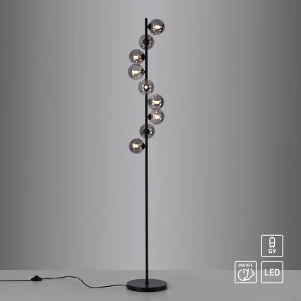 Schöner Wohnen 14506-18 - LED Stehleuchte DUBAI 9xG9/3W/230V schwarz/rauchglas