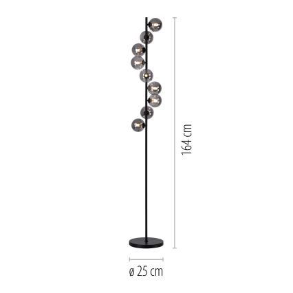 Schöner Wohnen 14506-18 - LED Stehleuchte DUBAI 9xG9/3W/230V schwarz/rauchglas