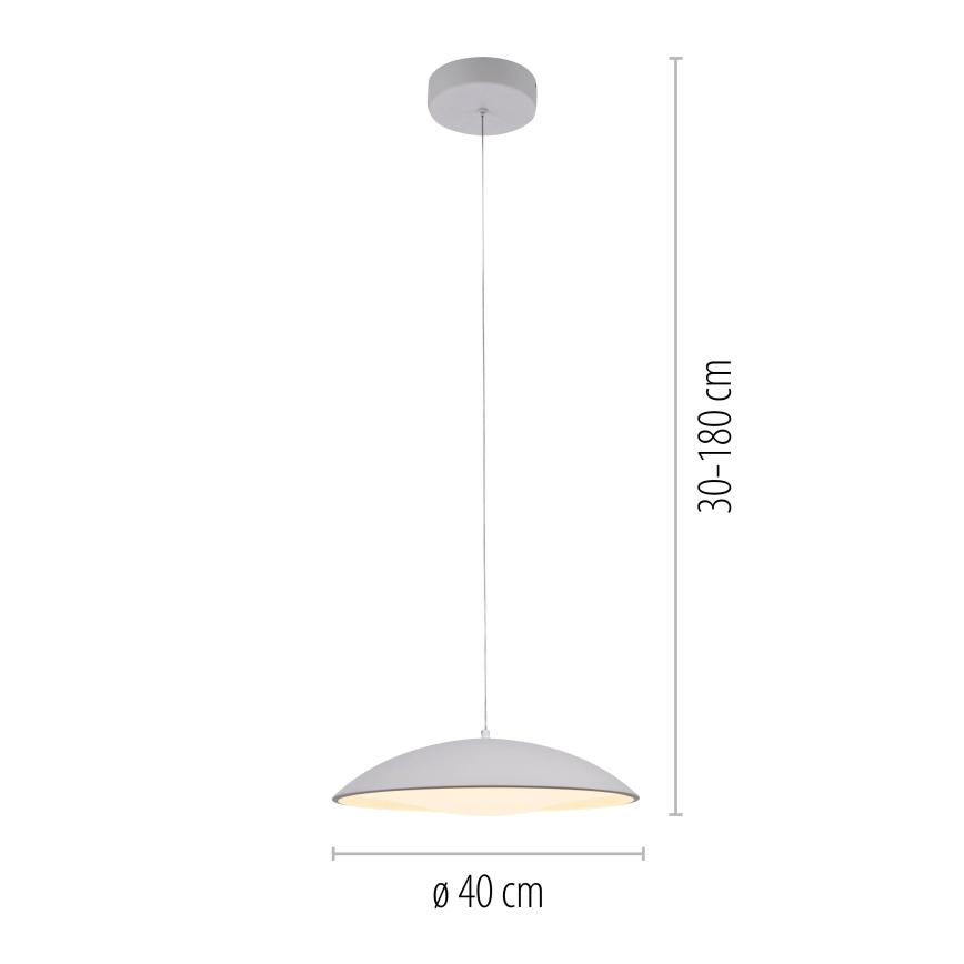 Schöner Wohnen 14606-16 - dimmbare LED-Pendelleuchte an Kabel LENTE LED/17W/230V Ø 40 cm weiß