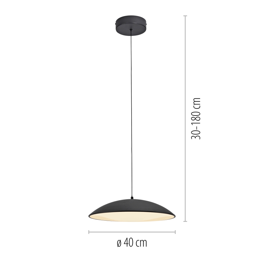 Schöner Wohnen 14606-18 - LED-dimmbarer Pendelleuchter LENTE, LED/17W/230V, Ø 40 cm, schwarz, mit Kabelabhängung