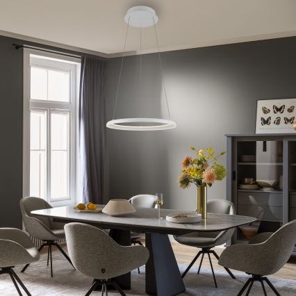 Schöner Wohnen 15570-16 - QUILLO dimmbare LED-Pendelleuchte an Stahlseil LED/36W/230V Ø 60 cm weiß