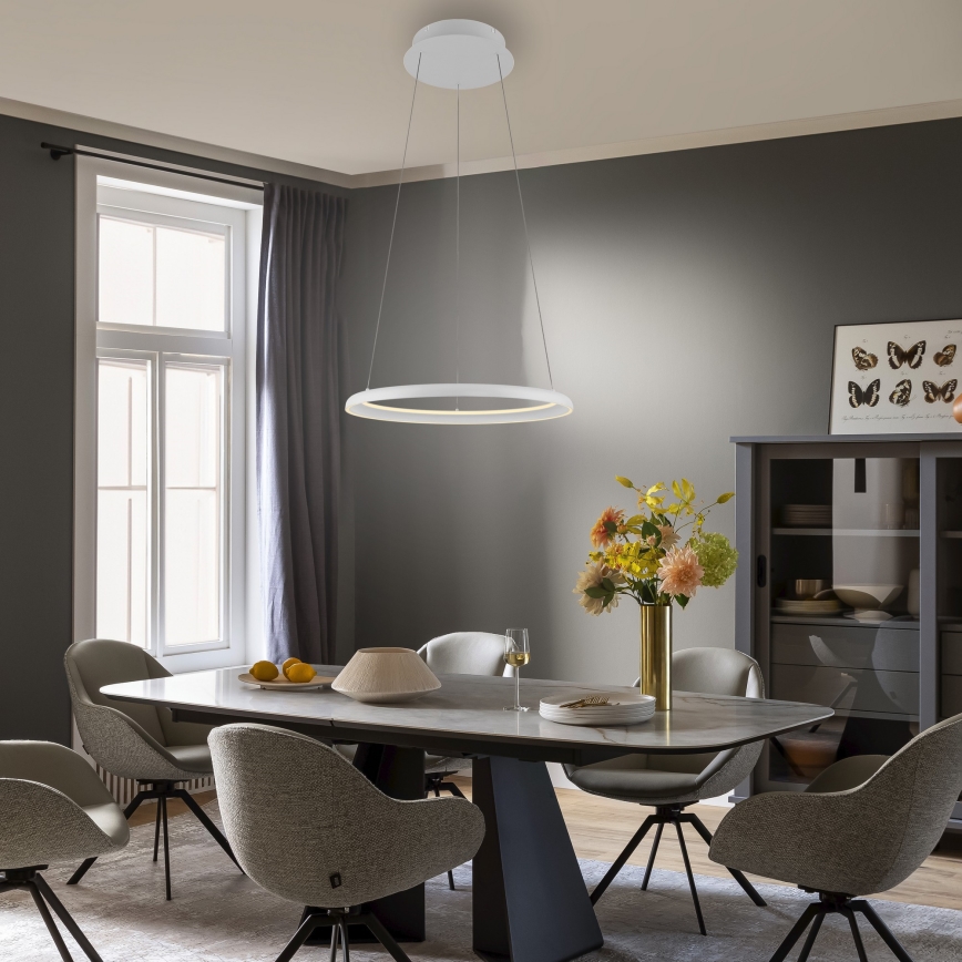 Schöner Wohnen 15570-16 - QUILLO dimmbare LED-Pendelleuchte an Stahlseil LED/36W/230V Ø 60 cm weiß