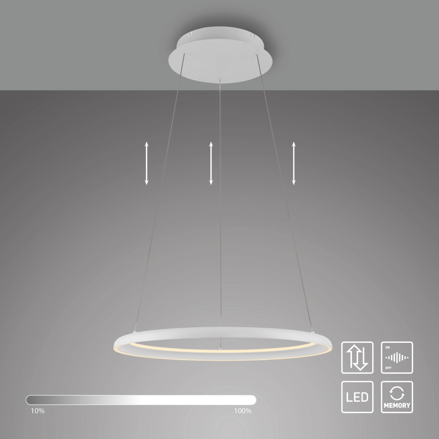 Schöner Wohnen 15570-16 - QUILLO dimmbare LED-Pendelleuchte an Stahlseil LED/36W/230V Ø 60 cm weiß