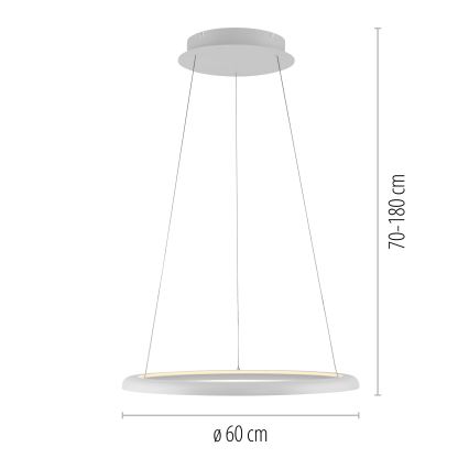 Schöner Wohnen 15570-16 - QUILLO dimmbare LED-Pendelleuchte an Stahlseil LED/36W/230V Ø 60 cm weiß