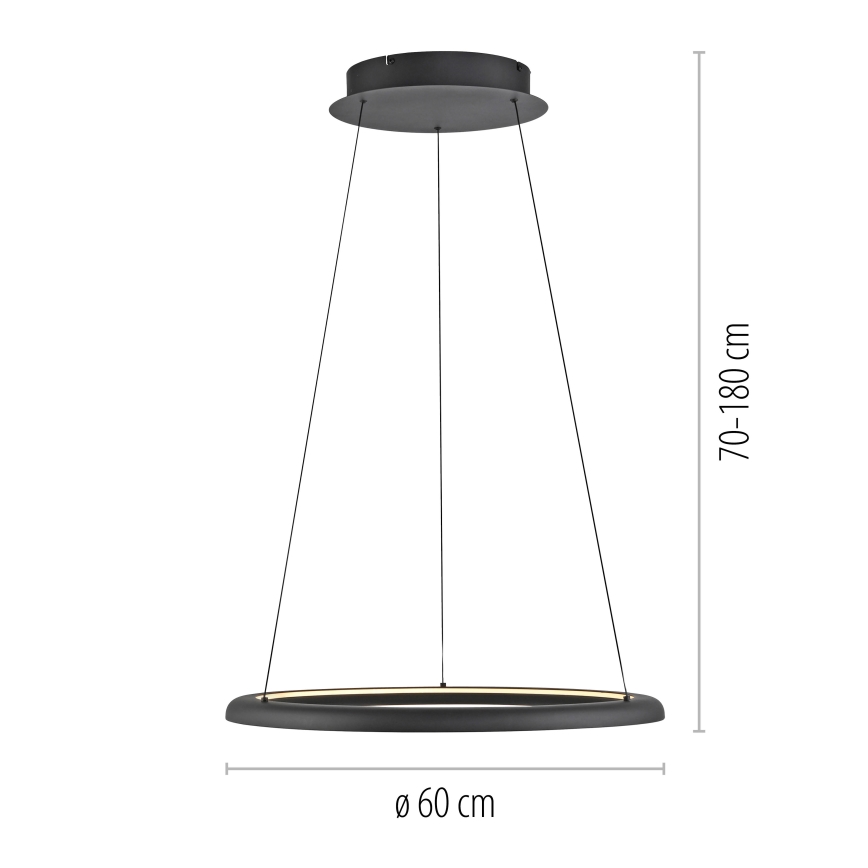 Schöner Wohnen 15570-18 - dimmbare LED-Pendelleuchte an Kabel QUILLO LED/36W/230V Ø 60 cm schwarz
