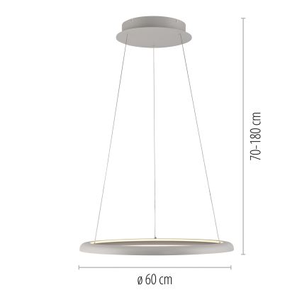 Schöner Wohnen 15570-39 - QUILLO LED-Pendelleuchte, dimmbar, 36W/230V, Ø 60 cm, grau