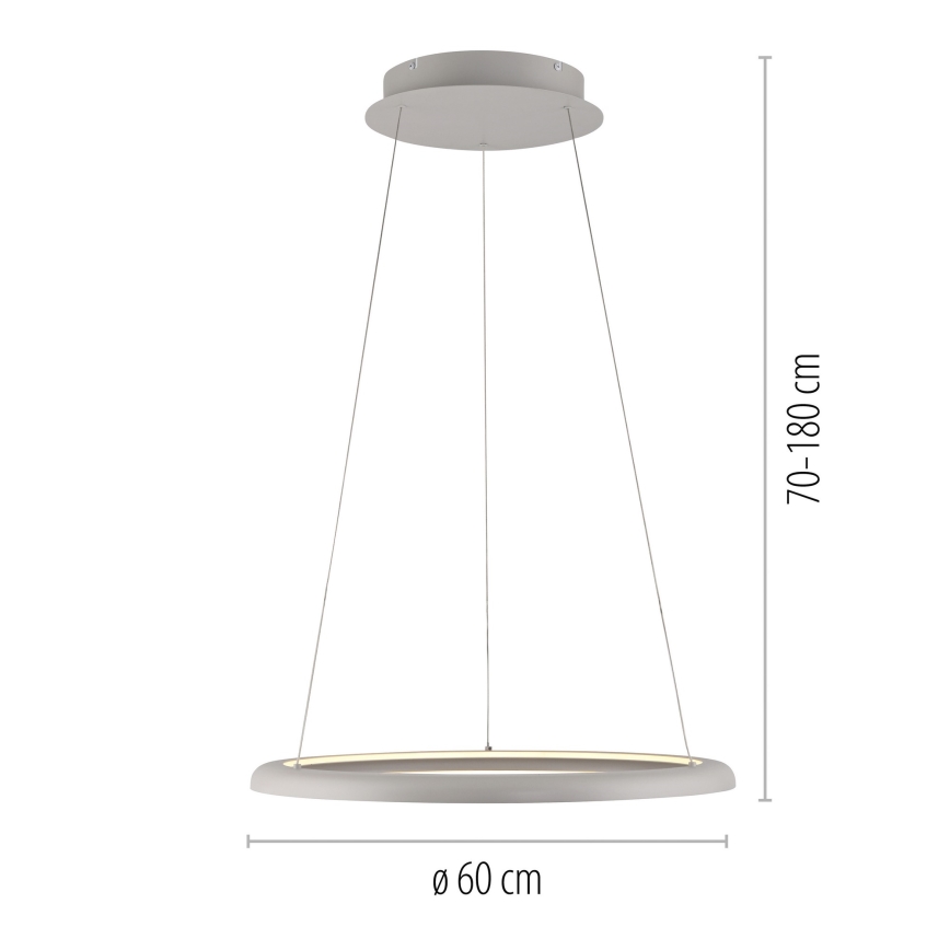 Schöner Wohnen 15570-39 - QUILLO LED-Pendelleuchte, dimmbar, 36W/230V, Ø 60 cm, grau