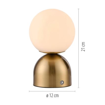 Schöner Wohnen 19218-12 - Dimmbare, per Touch bedienbare, wiederaufladbare LED-Tischlampe RUDI LED/1,2W/5V 3000-6000K 1200 mAh gold