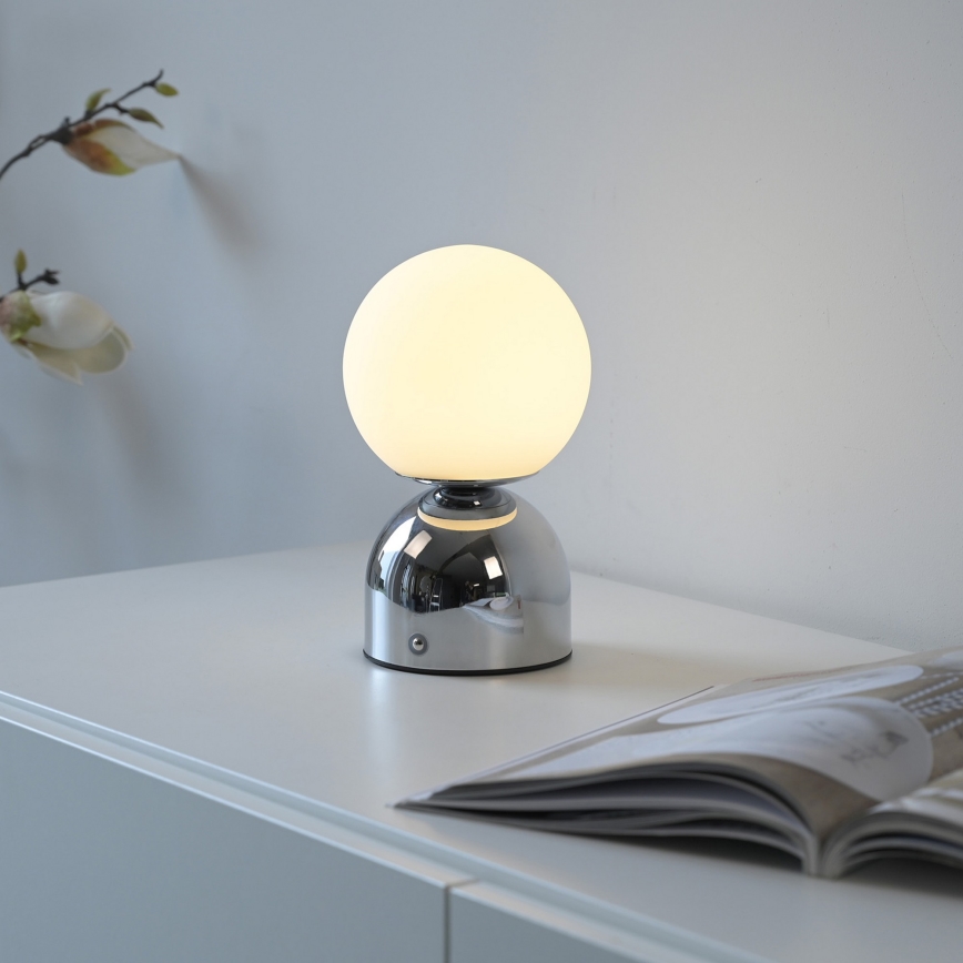 Schöner Wohnen 19218-17 - RUDI LED wiederaufladbare, dimmbare Touch-Tischlampe LED/1,2W/5V 3000-6000K 1200 mAh glänzender Chrom