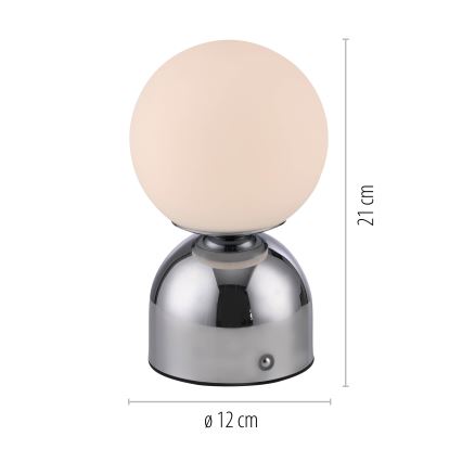 Schöner Wohnen 19218-17 - RUDI LED wiederaufladbare, dimmbare Touch-Tischlampe LED/1,2W/5V 3000-6000K 1200 mAh glänzender Chrom