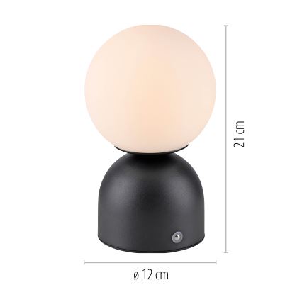 Schöner Wohnen 19218-18 - Wiederaufladbare, dimmbare Touch-LED-Tischlampe RUDI LED/1,2W/5V 3000-6000K 1200 mAh schwarz