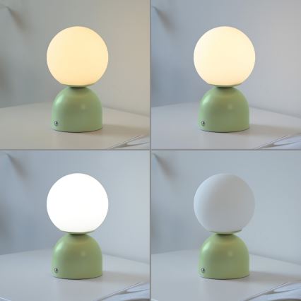 Schöner Wohnen 19218-43 - LED, dimmbar, Touch, wiederaufladbare Tischlampe RUDI LED/1,2W/5V 3000–6000K 1200 mAh grün