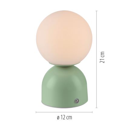 Schöner Wohnen 19218-43 - LED, dimmbar, Touch, wiederaufladbare Tischlampe RUDI LED/1,2W/5V 3000–6000K 1200 mAh grün