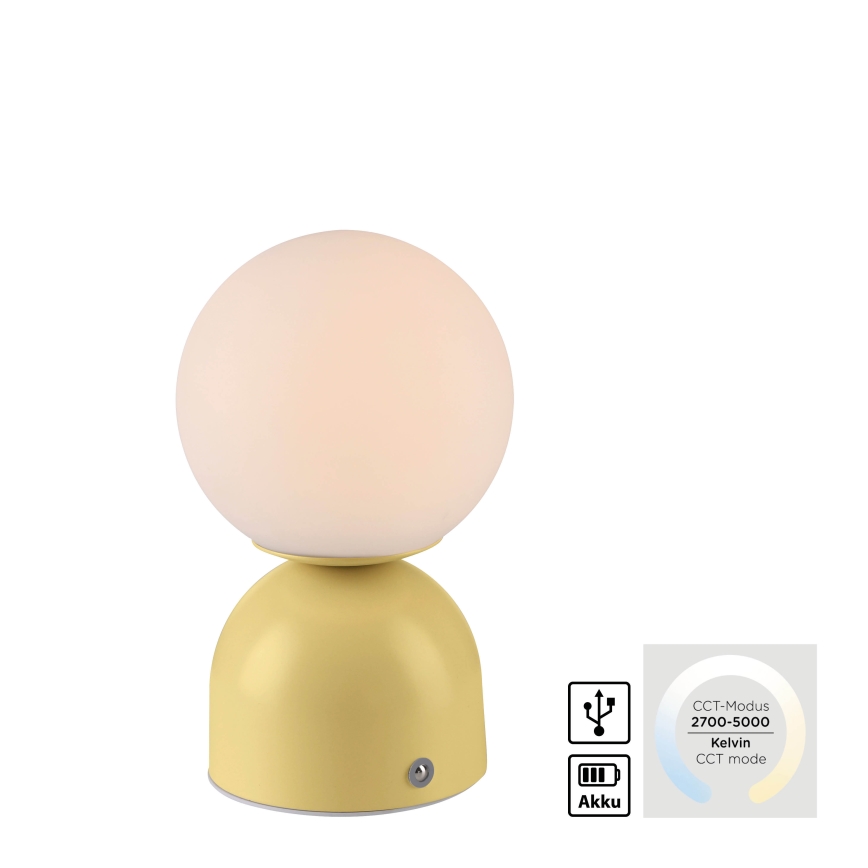 Schöner Wohnen 19218-81 - dimmbare, touchgesteuerte, wiederaufladbare LED-Tischlampe RUDI LED/1,2W/5V 3000-6000K 1200 mAh gelb