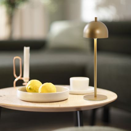 Schöner Wohnen 19244-12 - LED-dimmbar, mit Touch-Dimmer, wiederaufladbare Outdoor-Tischleuchte BELLIS LED/2,5W/5V 2600 mAh IP54, goldfarben